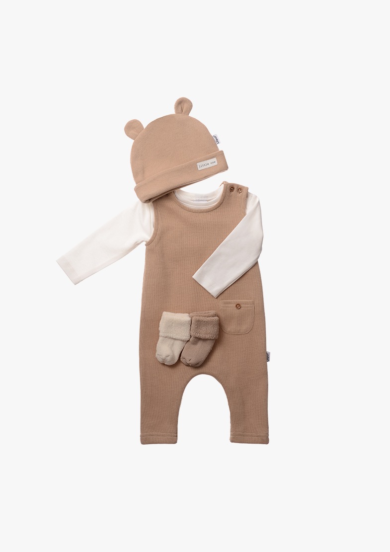 Erstausstattungspaket LILIPUT, Baby, Gr. 56, beige (beige, weiß), 100% Baumwolle, KOB Set-Artikel, im niedlichen Design Image