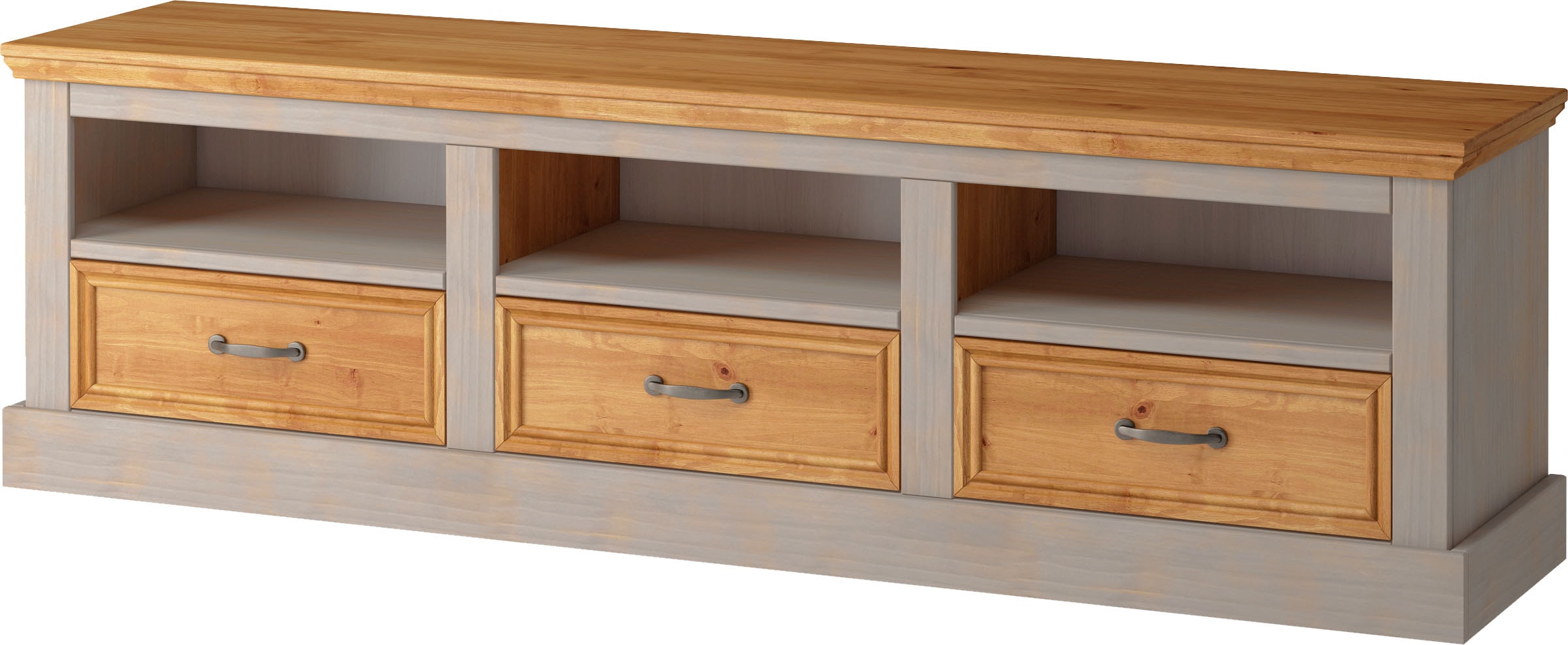 Lowboard HOME AFFAIRE "Selma", grau (grau, natur), B:170cm H:50cm T:50cm, Sideboards, TV-Kommode, Breite 170 cm, 3 Schubkästen