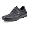 Klettschuh RIEKER, Herren, Gr. 43, schwarz, Leder, Lederimitat, sportlich, Schuhe, mit Klettverschluss-Riemchen, Weite G (weit)