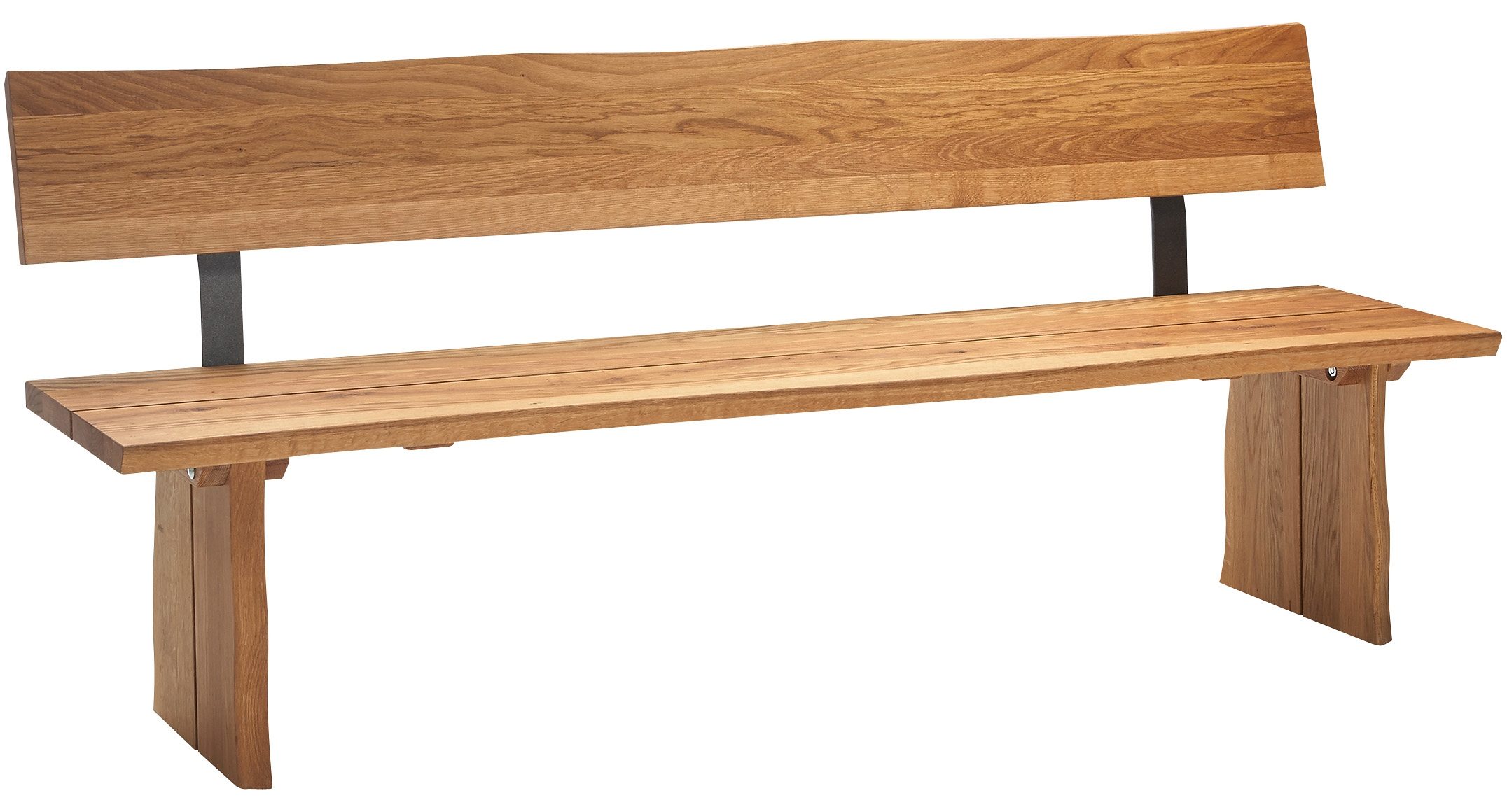 Sitzbank MASSIVLINE & MORE "Oviedo", braun (braun, wildeiche), B:200cm T:51cm, Massivholz, Sitzbänke, Sitzbank, Gestell massiv mit Baumkante