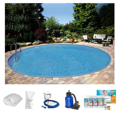 Rundpool CLEAR POOL "PREMIUM IBIZA", weiß, H:120cm Ø:350cm, Schwimmbecken, inkl. umfangreichem Zubehör in verschiedeneren Größen