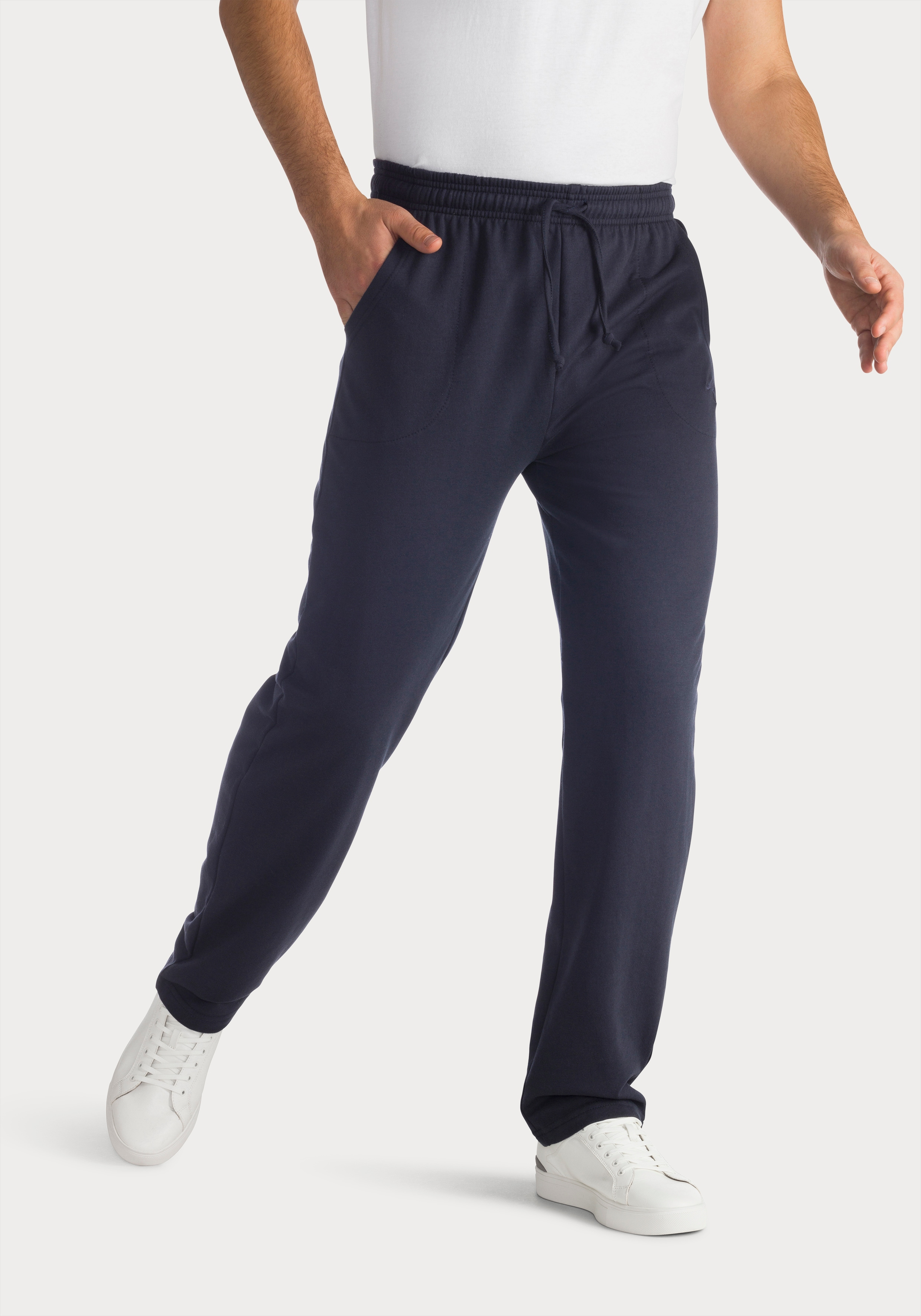 Sweathose KANGAROOS, Herren, Gr. 52/54 (L), N-Gr, blau (marine), Sweatware, Obermaterial: 60% Baumwolle, 40% Polyester, unifarben, Basic, lässig geschnitten lang, Hosen Sweathose, Jogginghose in legerer Weite