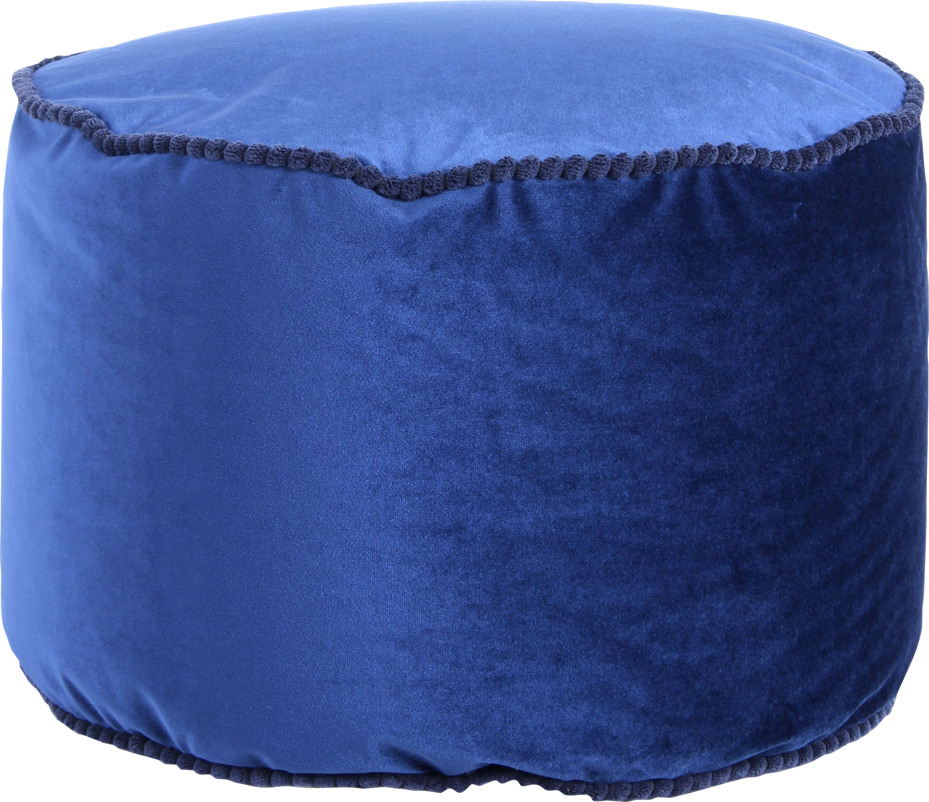Stauraumhocker KAYOOM "Pouf Taj Mahal 125, trendige samtige Oberfläche", blau, B:47cm H:32cm T:47cm, Bezug: 100% Polyester (Samt) / Füllmaterial: 100% Polystryol, Hocker, samtweich, farbig, modern, orientalisches Design