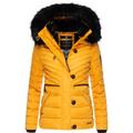 Winterjacke NAVAHOO "Wisteriaa", Damen, Gr. XS (34), gelb, Oberstoff: 100% Polyester, Futter: 100% Polyester, Wattierung: 100% Polyester, Ärmelfutter: 100% Polyester, Kunstpelz: 90% Polyacryl, 10% Polyester, casual, tailliert hüftbedeckend, hoch...