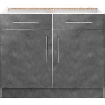 Unterschrank WIHO KÜCHEN "Cali", grau (front und korpus: betonfarben), B:100cm H:82cm T:57cm, Schränke, 100 cm breit, ohne Arbeitsplatte Image