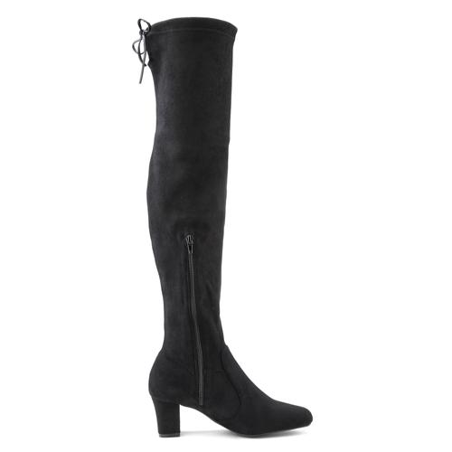 Overkneestiefel LASCANA Gr. 40, Varioschaft, schwarz Damen Schuhe Slouchy Boots,Langschaft Stiefel,Schlupf-Boot, weiches Stretchmaterial