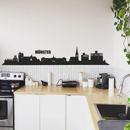 "Wandtattoo WALL-ART ""XXL Stadt Skyline Münster 120cm"" Wandtattoos Gr. B/H/T: 120 cm x 30 cm x 0,1 cm, schwarz Wandtattoo Wandtattoos und Wandsticker"
