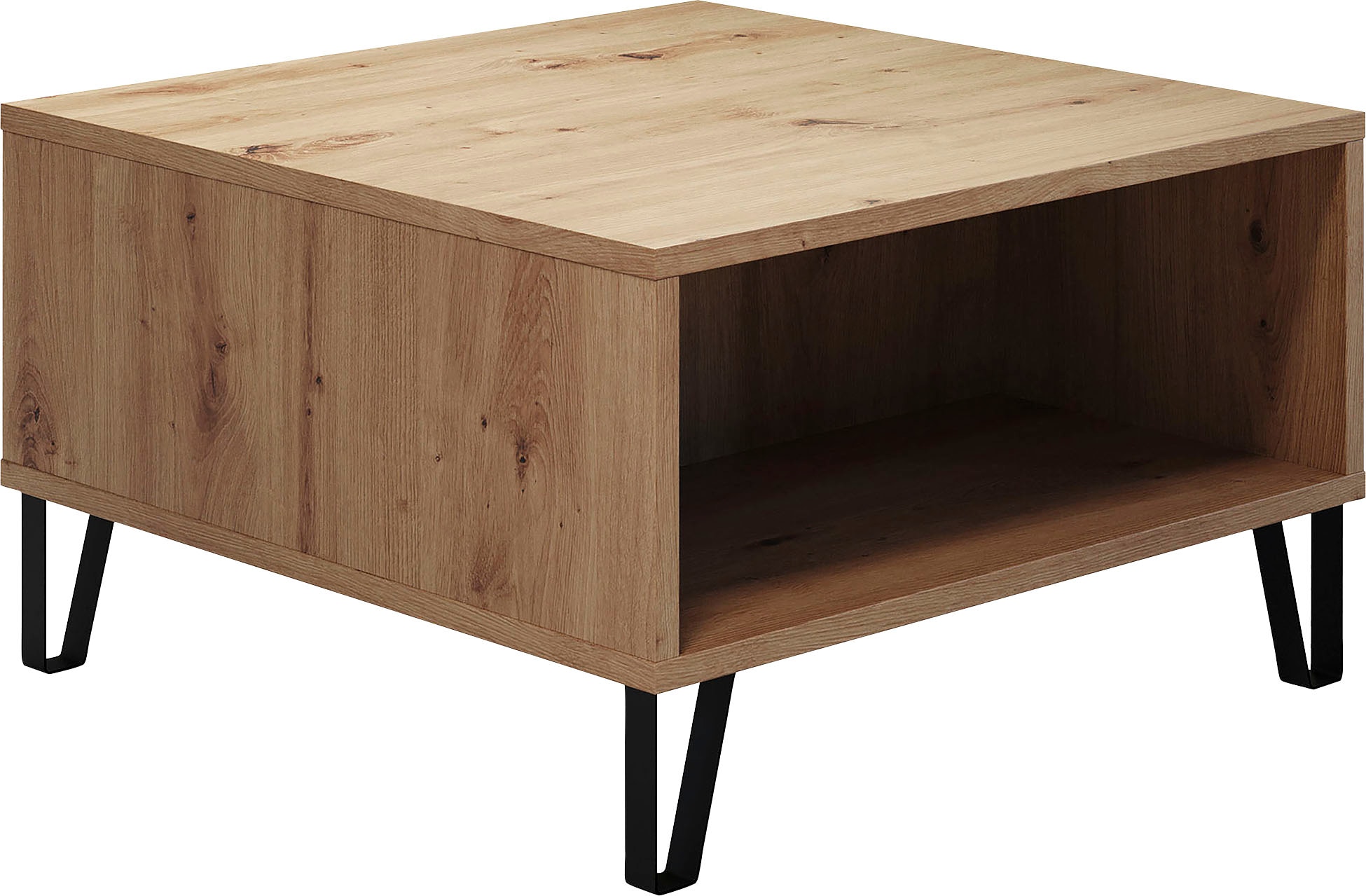 Couchtisch PLACES OF STYLE "Tarragona", braun (artisan eiche melamin, artisan eiche melamin), B:60cm H:37cm T:60cm, Tische, Holz-Couchtische Eckige Couchtische Couchtisch, Couchtisch mit 2 offenen Fächern - (B/T/H) 60/60/37 cm