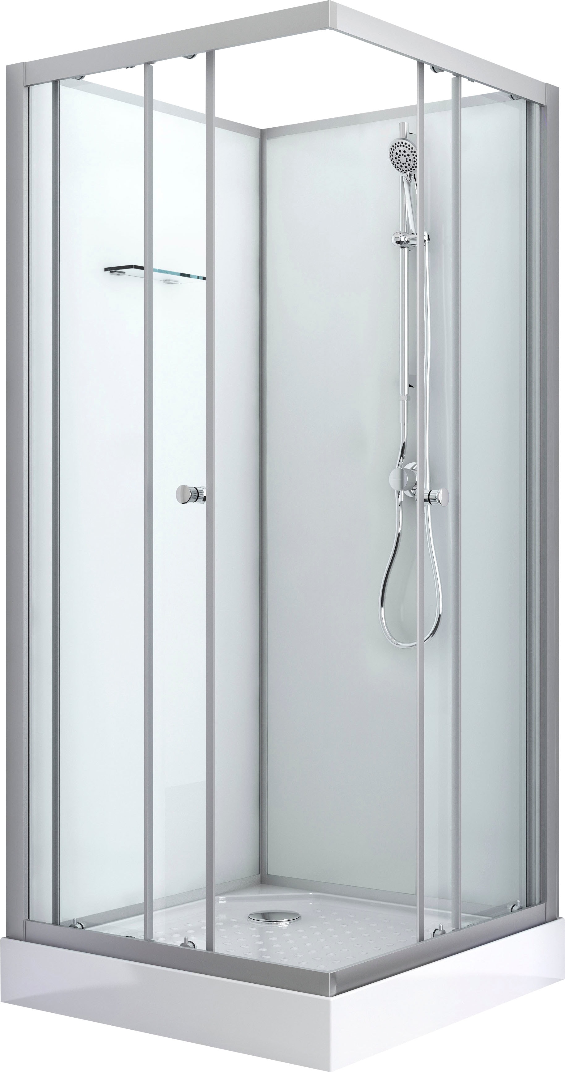 Komplettdusche SANOTECHNIK "FORTE", silber (silberfarben), B:80cm H:203cm T:80cm, Duschkabinen, quadratisch