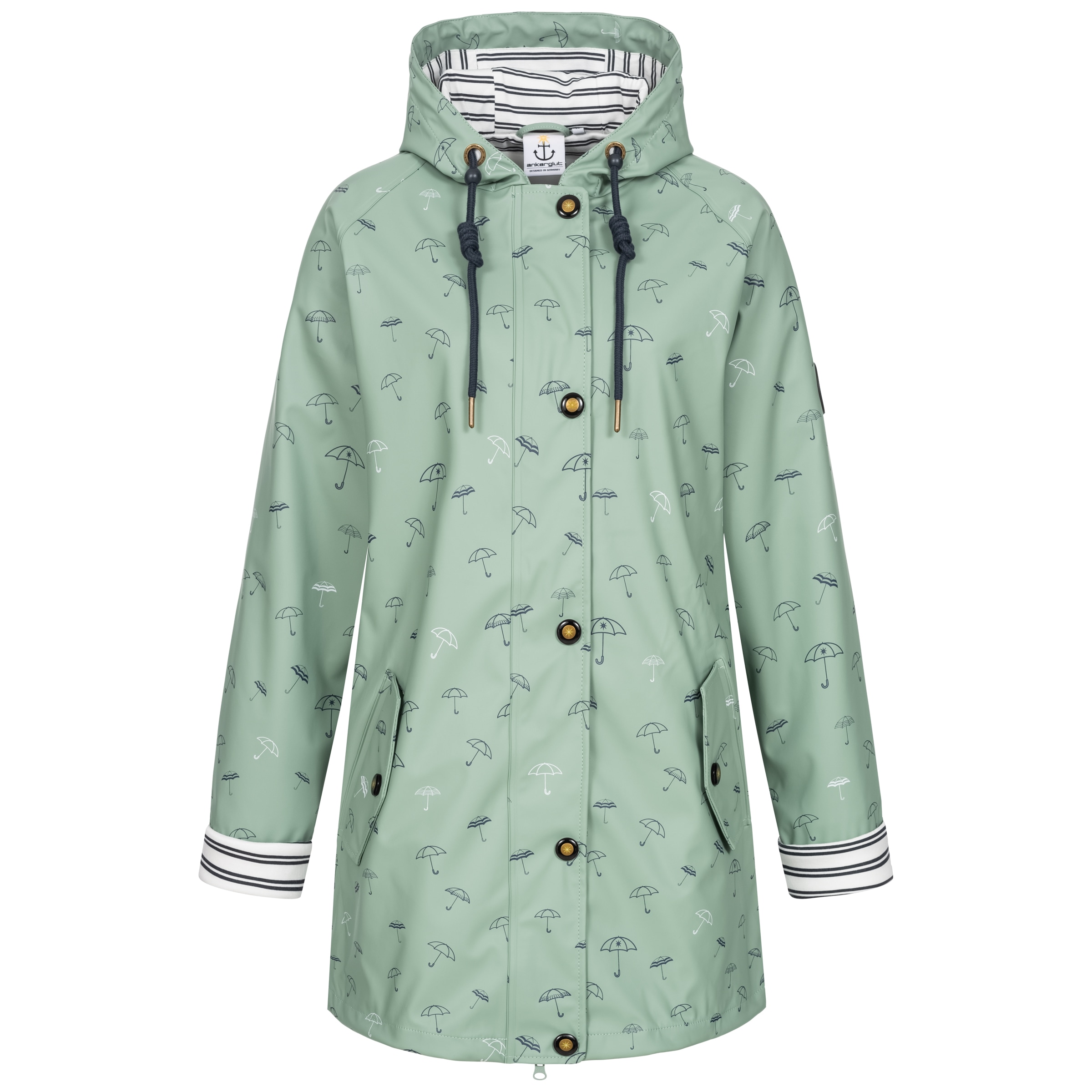 Regenjacke ANKERGLUT "Friesennerz WIZZARD PEAK WOMEN UMBR", Damen, Gr. 52 (XXL), grau, Obermaterial: 100% Polyurethan; Futter: 100% Polyester, figurumspielend, gerader Abschluss mit Druckknopf, Jacken Regenjacke, auch in Großen Größen erhältlich