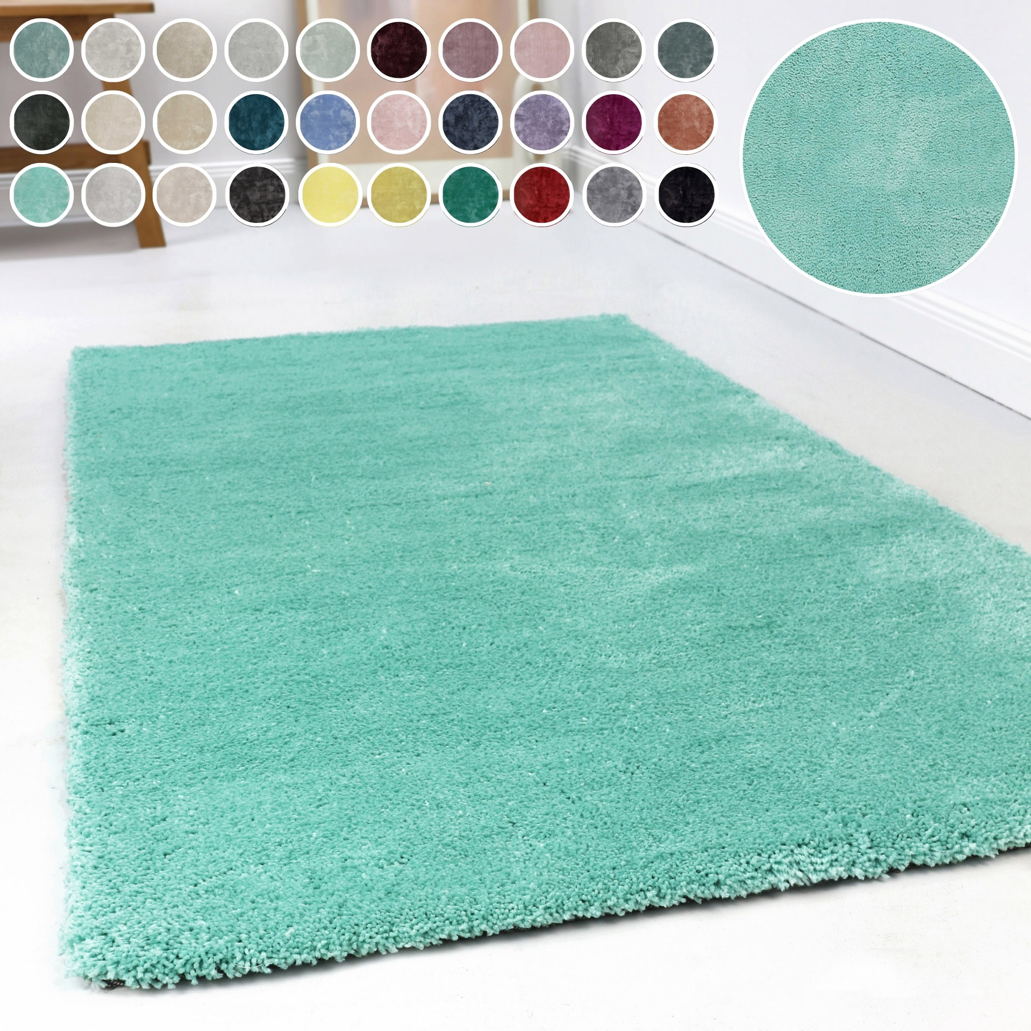 Hochflor-Teppich ESPRIT "Relaxx ESP-4150" Gr. 1, blau (türkis), B:70cm H:25mm L:140cm, Kunstfaser, Teppiche, Wohnzimmer, sehr große Farbauswahl, weicher dichter Hochflor