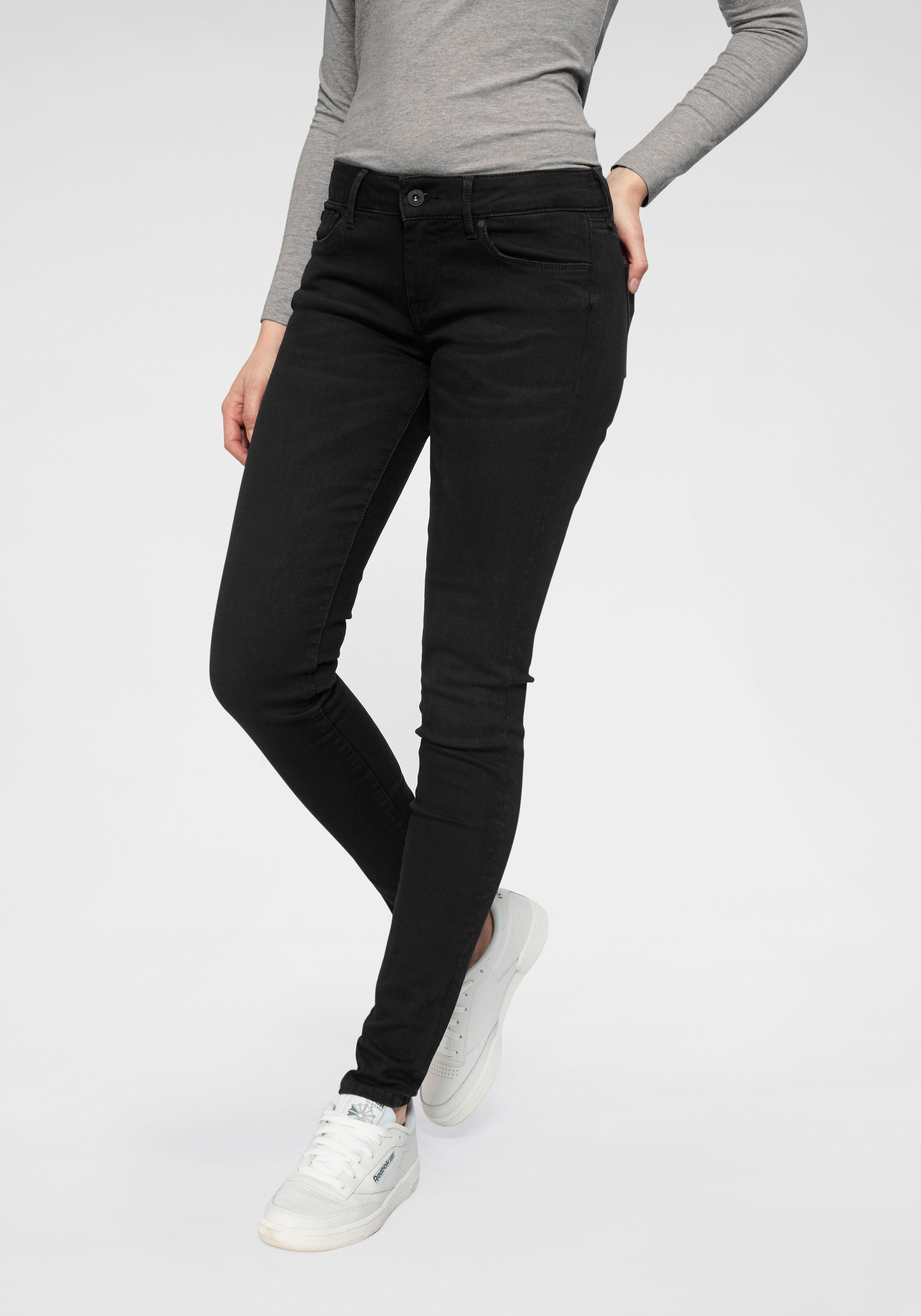 Skinny-fit-Jeans PEPE JEANS "SOHO", Damen, Gr. 29, Länge 30, schwarz (s98 10oz), Denim/Jeans, Obermaterial: 92% Baumwolle, 6% Polyester, 2% Elasthan, skinny fit lang, Jeans, im 5-Pocket-Stil mit 1-Knopf Bund und Stretch-Anteil