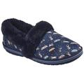 Pantoffel SKECHERS "TOO COZY MOVIE NIGHT" Gr. 40, blau (navy) Damen Schuhe Pantoffeln Plüsch Hausschuh Pantoffel mit witzigem Hunde- und Katzenprint