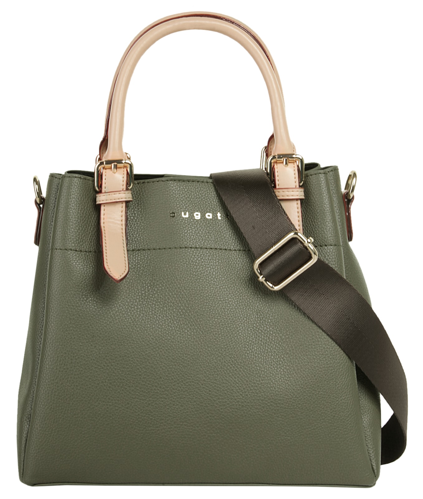 Henkeltasche BUGATTI "ELLA", Damen, Gr. B/H/T: 22cm x 21cm x 10cm onesize, grün, Kunstfaser, unifarben, Taschen Image