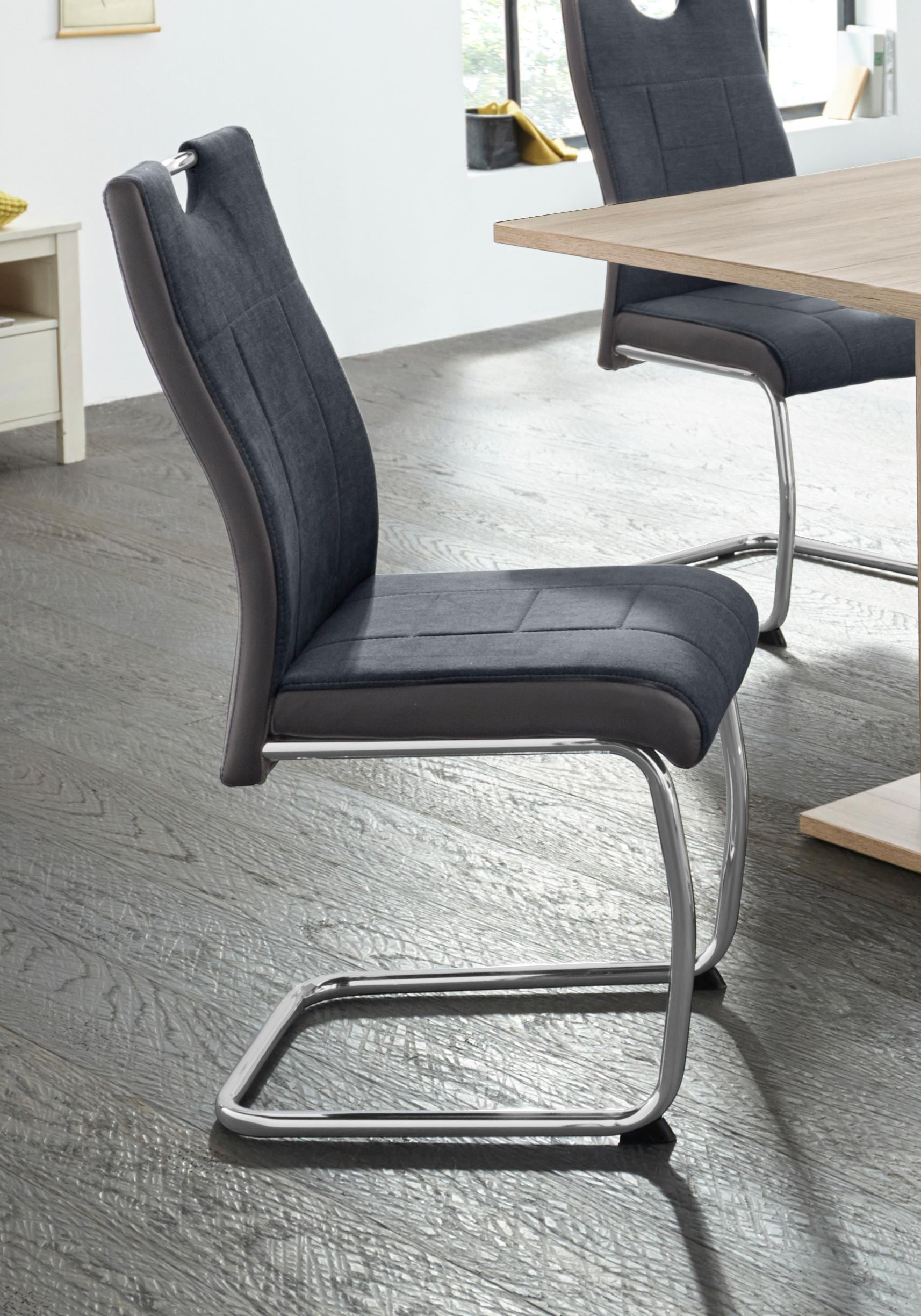 Esszimmerstuhl HELA "Alina", schwarz (anthrazit, schwarz), B:43cm H:98cm T:59cm, Kunstleder, Stühle, Esszimmerstuhl, 2 oder 4 Stück, Schwingstuhl