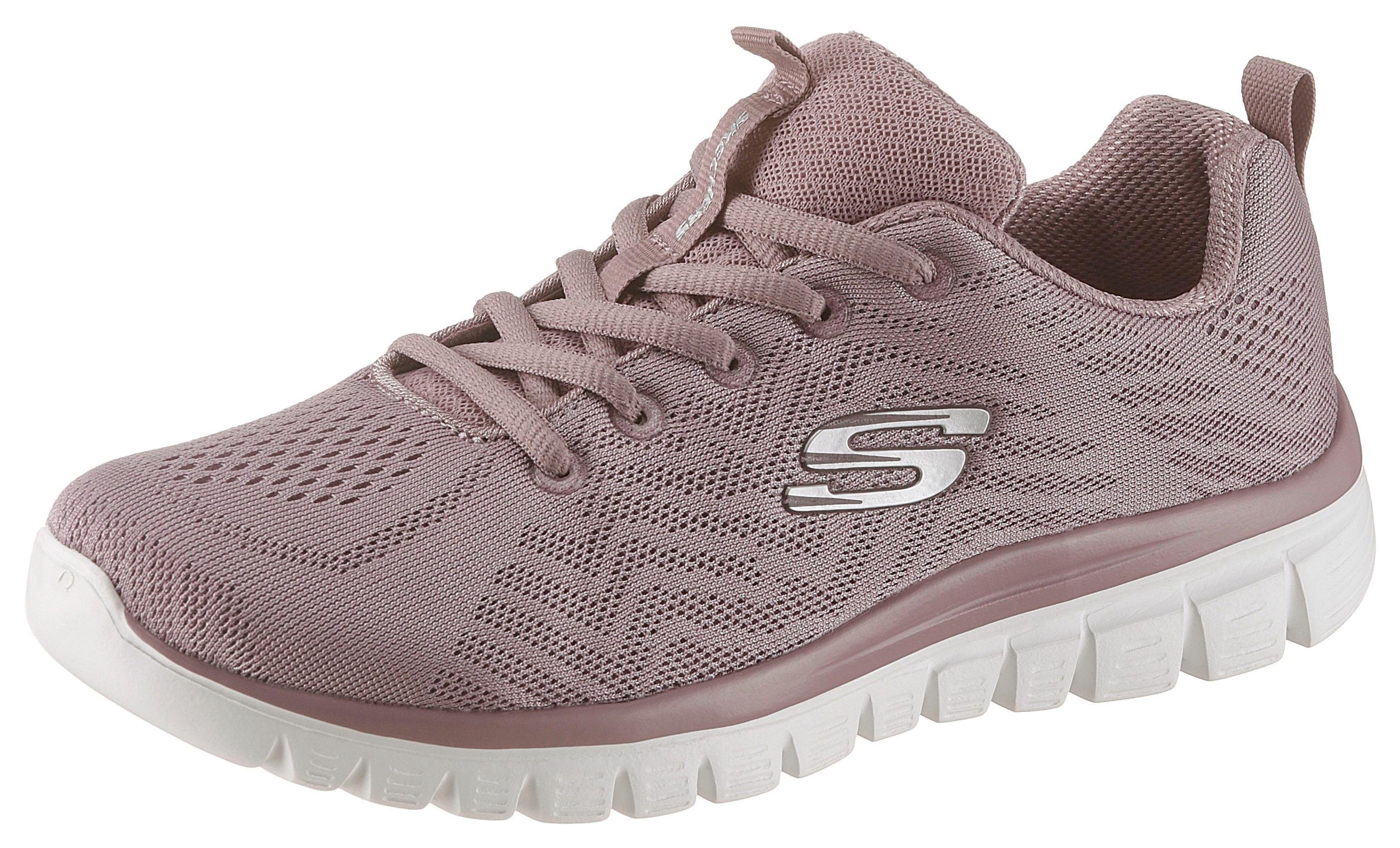 Sneaker SKECHERS "Graceful - Get Connected", Damen, Gr. 36, beige (lavendel), Textil, Schuhe Sneaker, Freizeitschuh, Halbschuh, Schnürschuh für die Maschinenwäsche geeignet, Topseller
