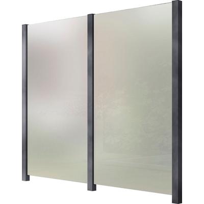 Zaun STAKET PRO, grau, Pfosten: 3 St., Aluminium, Glas, Zaunelemente, Glaszaun, Gesamtlänge: 2,212 m, 3 Pfosten