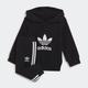 Trainingsanzug ADIDAS ORIGINALS "ADICOLOR HOODIE" Gr. 62, schwarz-weiß (black, white) Kinder Sportanzüge Jogginganzüge