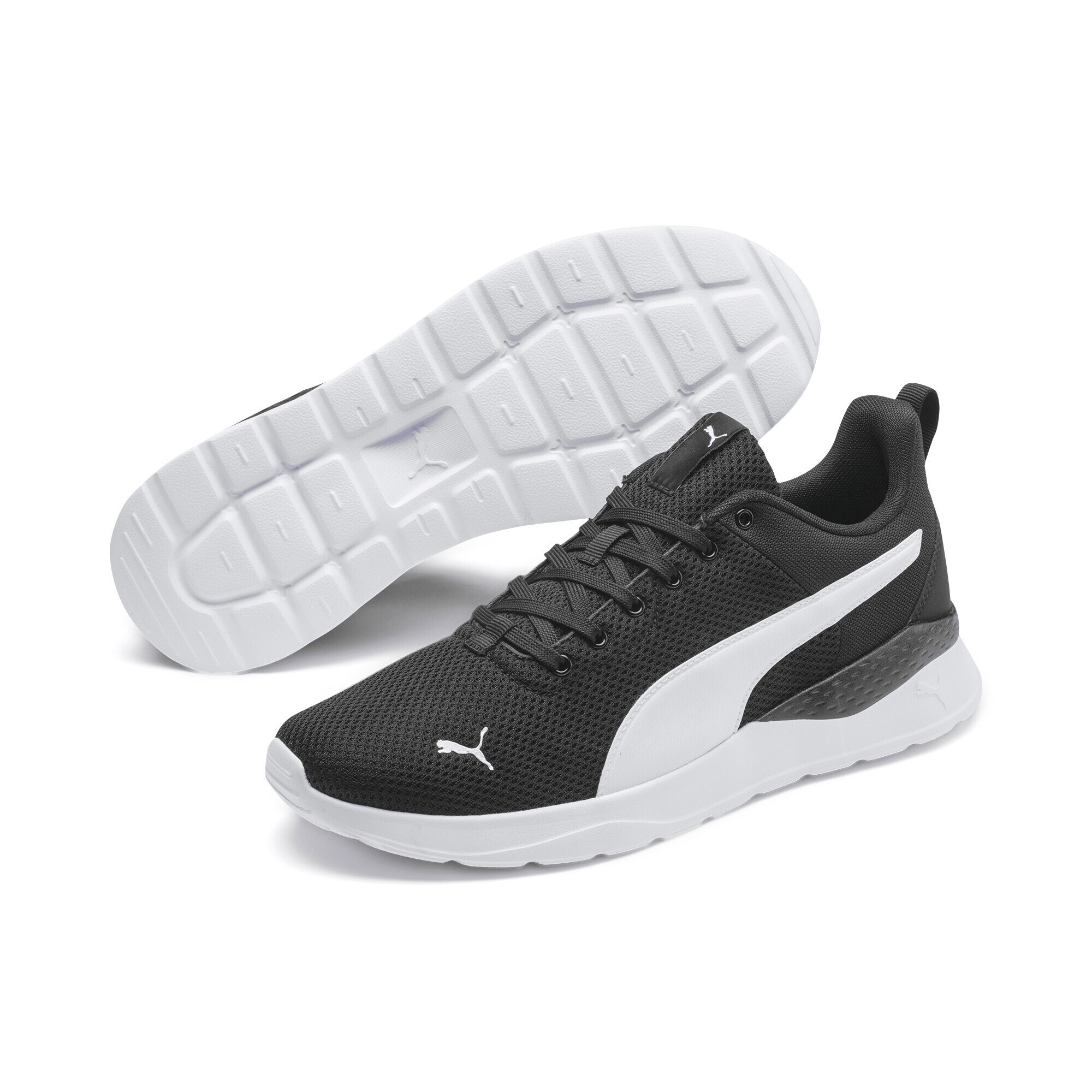 Sneaker PUMA "Anzarun Lite Sneakers Erwachsene", Herren, Gr. 42.5, schwarz-weiß (schwarz, weiß), Obermaterial: Synthetik, Textil; Futter: Textil; Innensohle: Textil; Laufsohle: Synthetik, Gummi, Schuhe Sneaker