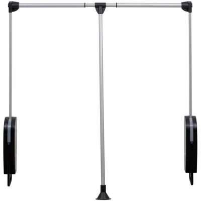 Kleiderstange WENKO "Garderobenlift", schwarz (silberfarben matt, schwarz), B:87cm H:86,5cm T:9,5cm, Aluminium, Polypropylen, Kleiderstangen, schwenkbar, belastbar bis 10 kg, für Schrankinnenmaße 87-130 cm Breite Image