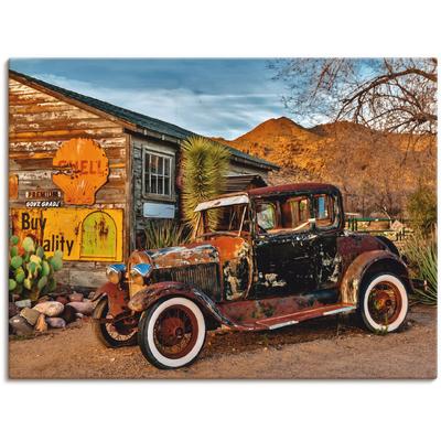 Wandbild ARTLAND "Oldtimer Route 66 Hackberry", braun (farbe bild(er): braun), B:40cm H:30cm T:1,8cm, Canvas, Leinwand, Bilder, als Leinwandbild, Wandaufkleber in verschied. Größen Image