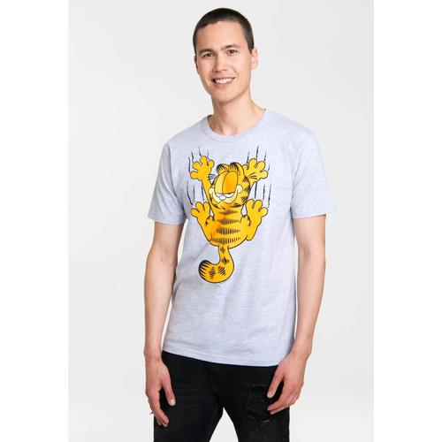 „T-Shirt LOGOSHIRT „“Garfield Scratches““ Gr. XL, grau Herren Shirts T-Shirts mit witzigem Frontprint“