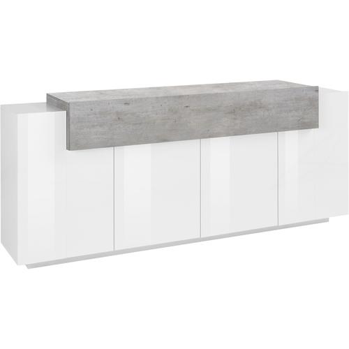 „Sideboard TECNOS „“Coro““ Sideboards Gr. B/H/T: 200 cm x 85,6 cm x 45 cm, weiß (weiß hochglanz, betonfarben) Sideboards Breite ca. 200 cm“