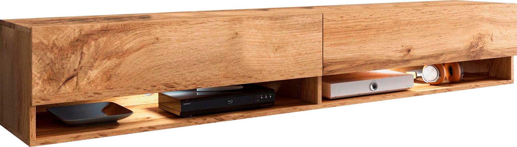 Lowboard INOSIGN, braun (votan eichefarben, votan eichefarben), B:180cm H:30cm T:32cm, Sideboards, Lowboard, Breite 180 cm, stehend und hängend