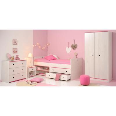 Jugendzimmer-Set PARISOT "Smoozy", weiß (weiß mit kieferstruktur), Schlafzimmermöbel-Sets