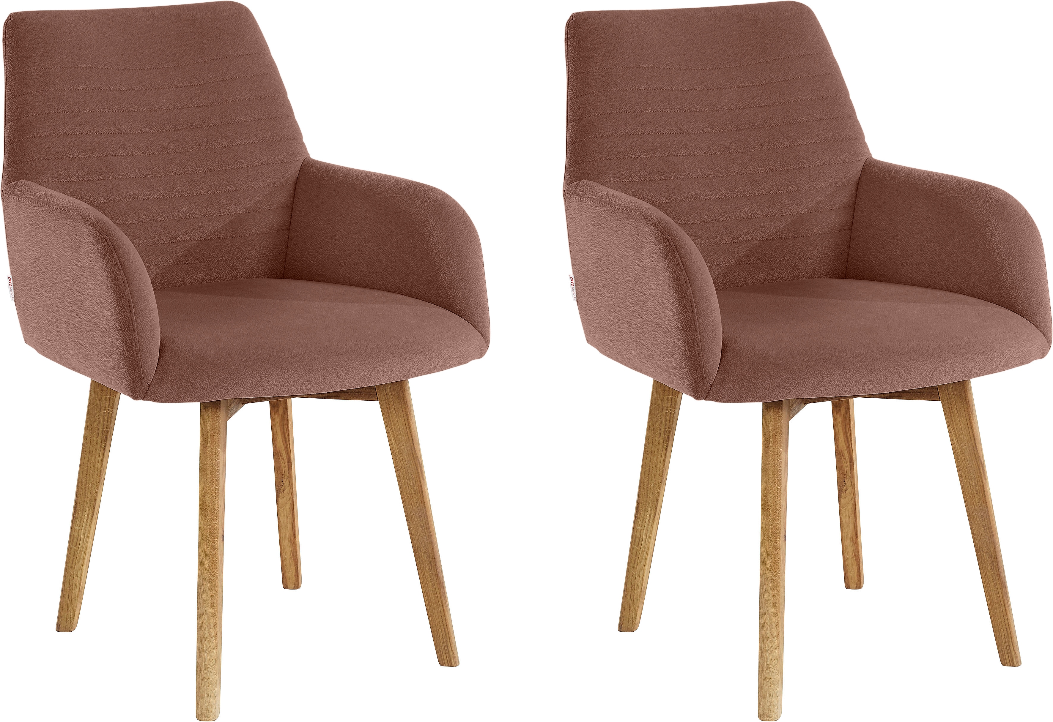 Armlehnstuhl OTTO PRODUCTS "Alessja", braun (zimt, eiche massivholz), B:59cm H:88cm T:66cm, Holzwerkstoff, Massivholz, Polyester, Stühle, Armlehnstuhl, Bezug aus Microfaser, Gestell aus Eiche Massivholz