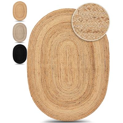 Teppich CARPETFINE "Nele Juteteppich Naturfaser", beige (natur), B:200cm H:6mm L:290cm, Jute, Teppiche, geflochtener Wendeteppich aus 100%Jute, in rund und oval, viele Größen Image