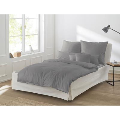 Bettwäsche IRISETTE "Premium Satin Bettwäsche Paris", grau (grafit), B/L: 200cm x 220cm, 2 St., Mako-Satin, B/L: 80cm x 80cm & 80cm x 80cm, Mako-Satin, Obermaterial: 100% Baumwolle, Bettwäsche, hochwertige Uni Premium Bettwäsche mit Reißverschluss,... Image