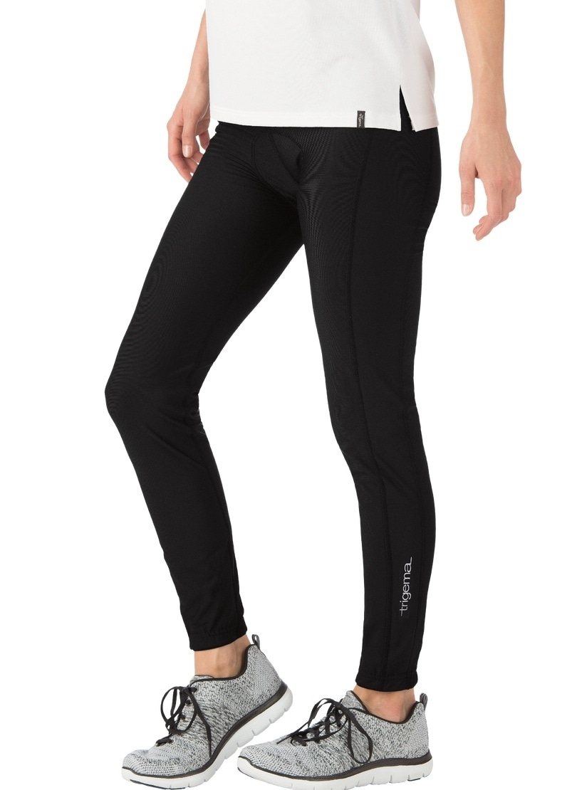 Trainingshose TRIGEMA "TRIGEMA Lange Radler-Hose angeraut", Damen, Gr. L, US-Größen, schwarz, 92% Polyester, 8% Elastan, Hosen Image