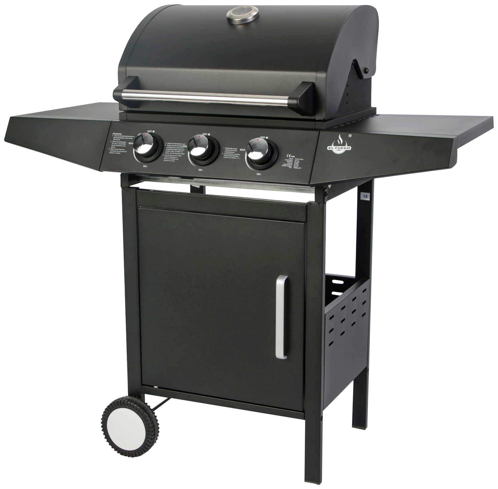 Gasgrill EL FUEGO "San Angelo", schwarz, B:110cm H:102cm T:53cm, Grills, BxTxH: 110x53x102 cm Image