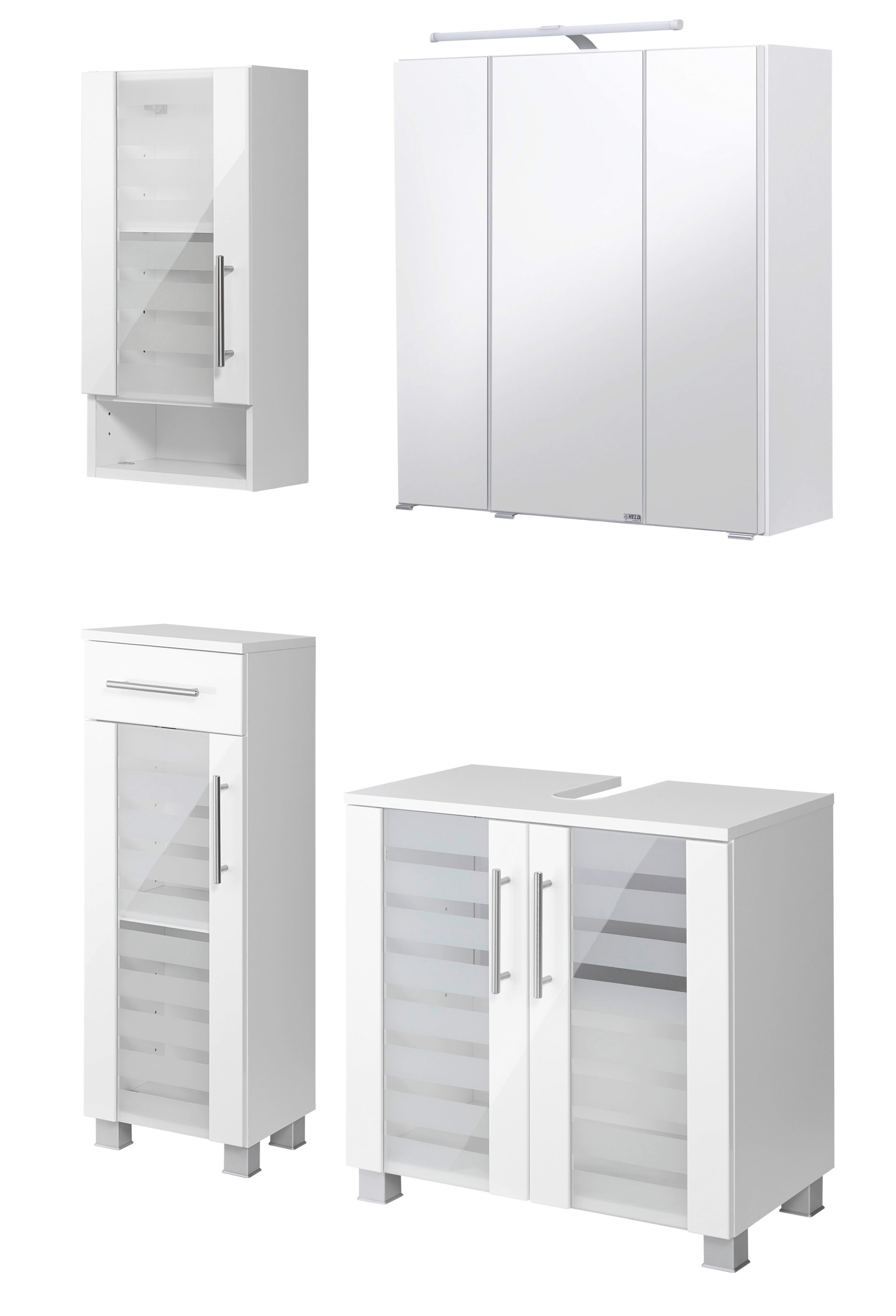 Badmöbel-Set WELLTIME "Jaca", weiß, Kastenmöbel-Sets, Badmöbel-Set, Badmöbel-Set mit hochglanz Fronten