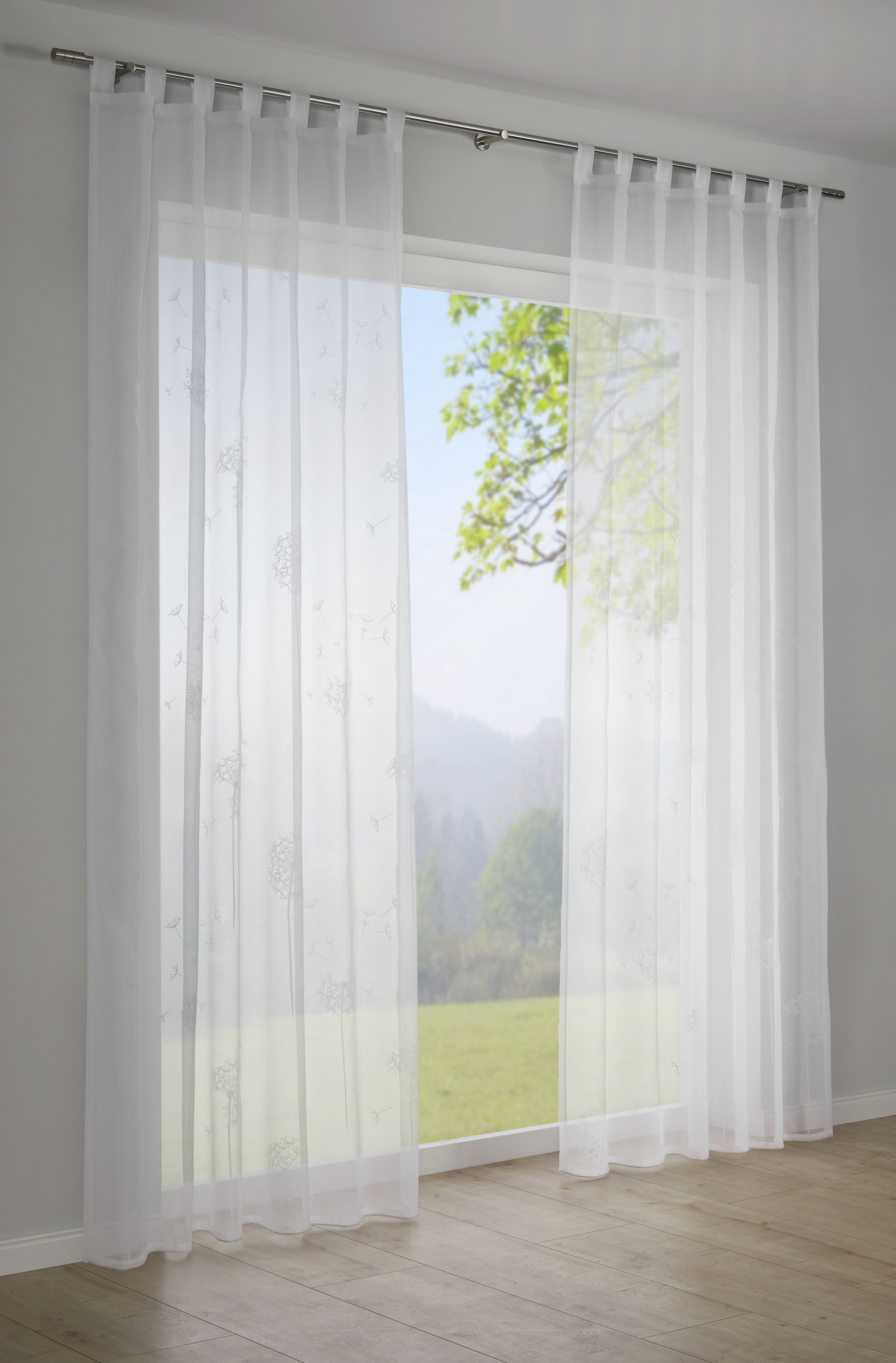 Vorhang GARDINIA "Voile-Flock" Gr. 1, weiß, B:140cm H:245cm, Polyester, Gardinen, Stoff Voile-Flock Image