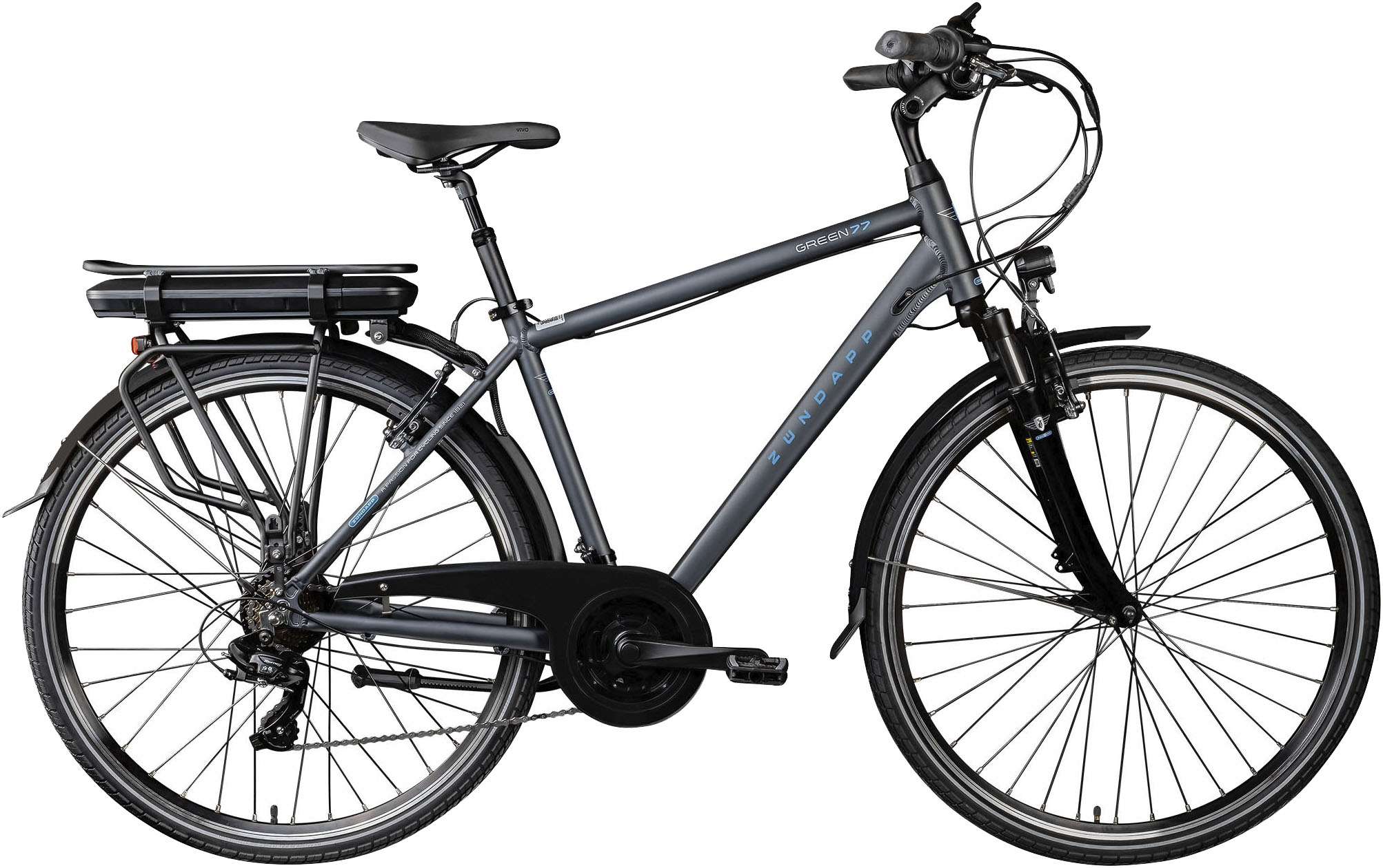 E-Bike ZÜNDAPP "Green 7.7 Herren" Gr. 48, grau (blau, grau), Elektrofahrräder, 48cm, 28 Zoll (71,12cm), Pedelec, Elektrofahrrad für Damen u. Herren Image