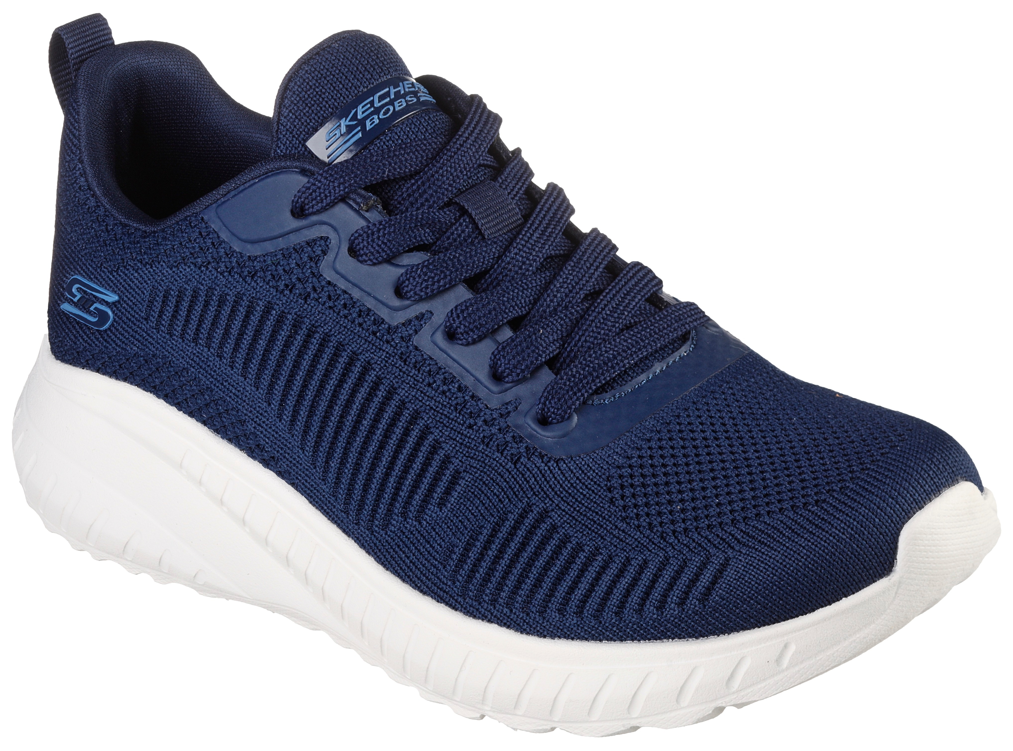 Sneaker SKECHERS "BOBS SQUAD CHAOS FACE OFF", Damen, Gr. 37, blau (navy), Textil, Schuhe Sneaker, Freizeitschuh, Halbschuh, Schnürschuh mit Komfort-Innensohle