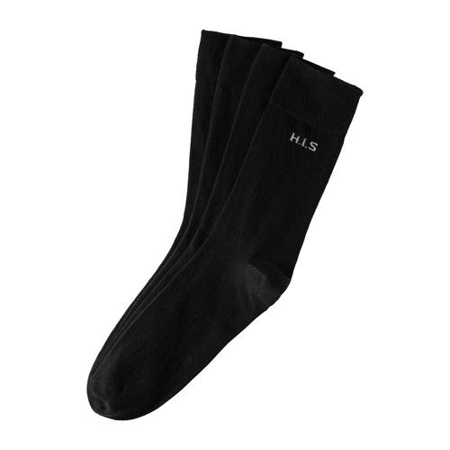 Socken H.I.S Gr. 39-42, schwarz (4x schwarz) Herren Socken mit druckfreiem Bündchen