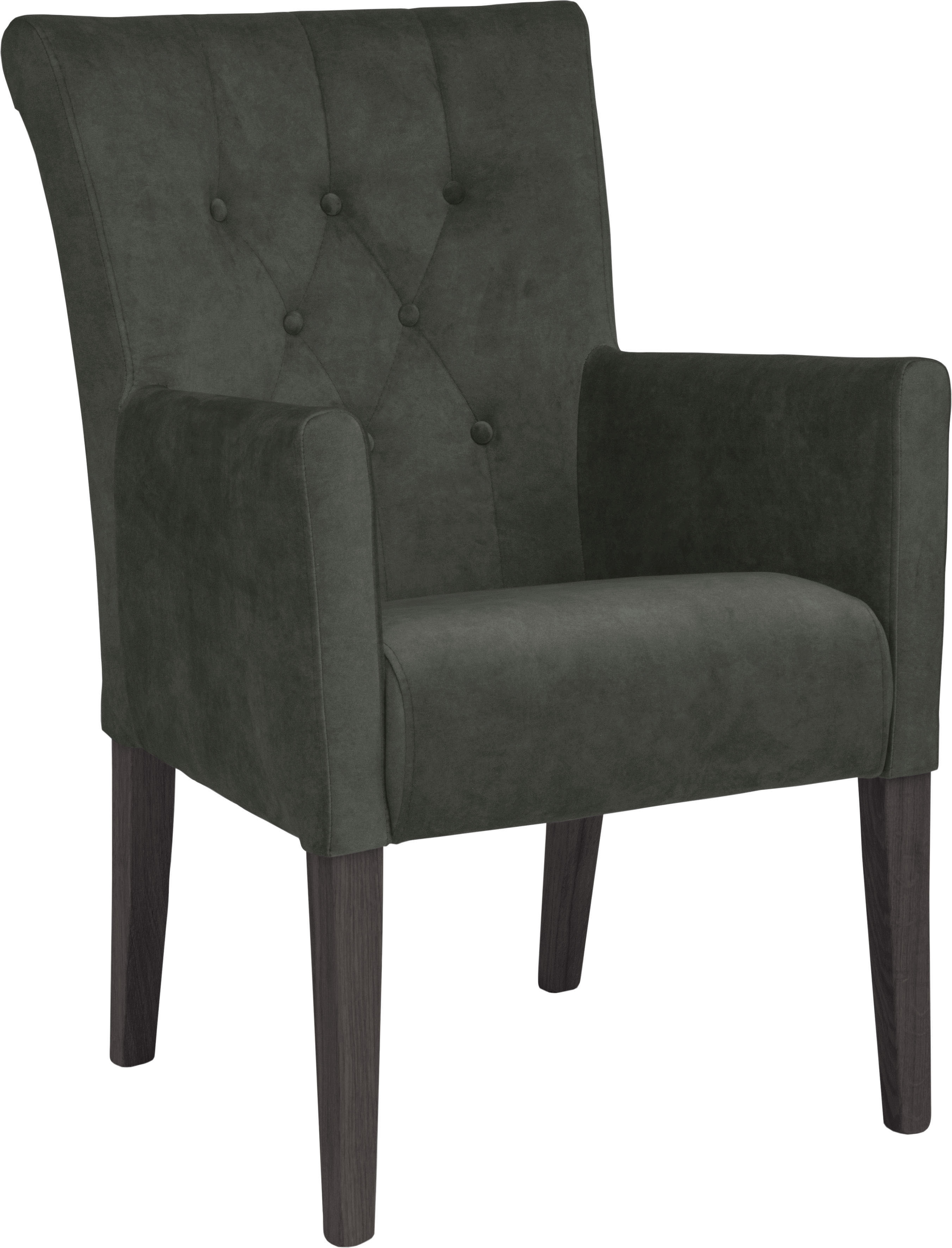 Esszimmerstuhl HOME AFFAIRE "King", grün (waldgrün, wenge), B:60cm H:92cm T:65cm, Polyester, Stühle, Esszimmerstuhl, Esszimmerstuhl mit Knopfheftung