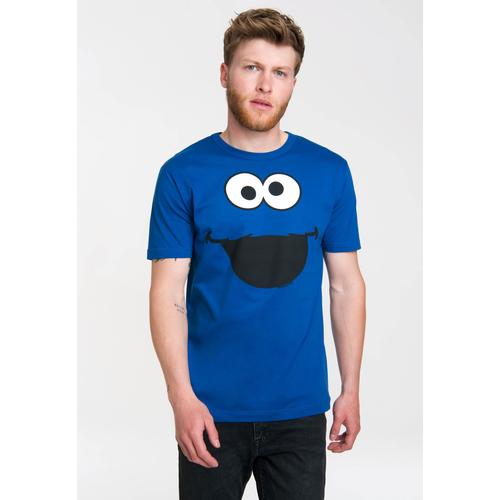 "T-Shirt LOGOSHIRT ""Krümelmonster - Cookie Monster"" Gr. M, blau Herren Shirts T-Shirts"