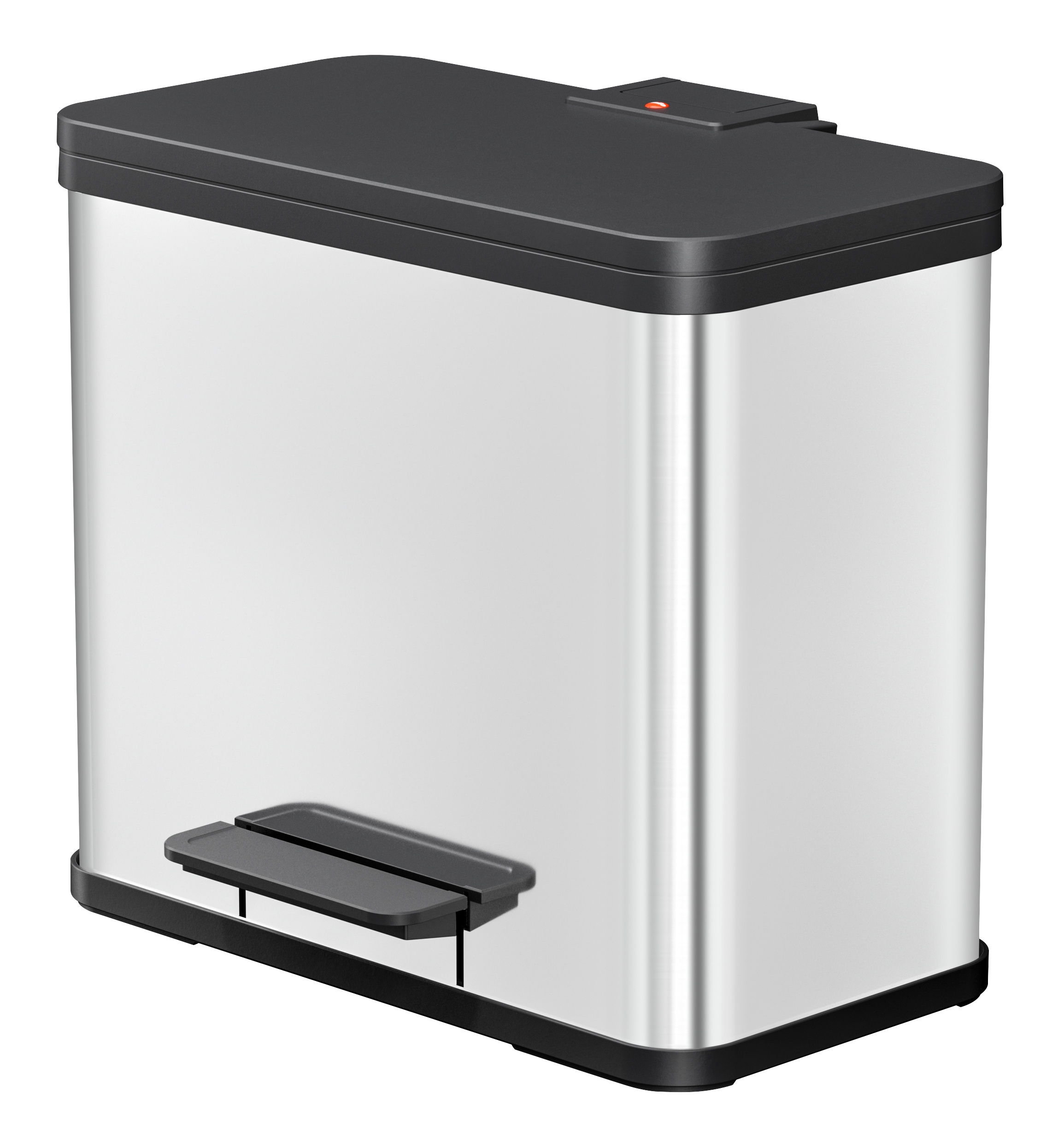 Mülleimer HAILO "Öko trio Plus L", schwarz (edelstahlfarben, schwarz), B:47cm H:43cm T:34cm, Metall, Mülleimer, Mülleimer, 27 l, Stahlblech o.Edelstahl, Kunststoff Inneneimer, Made in Germany
