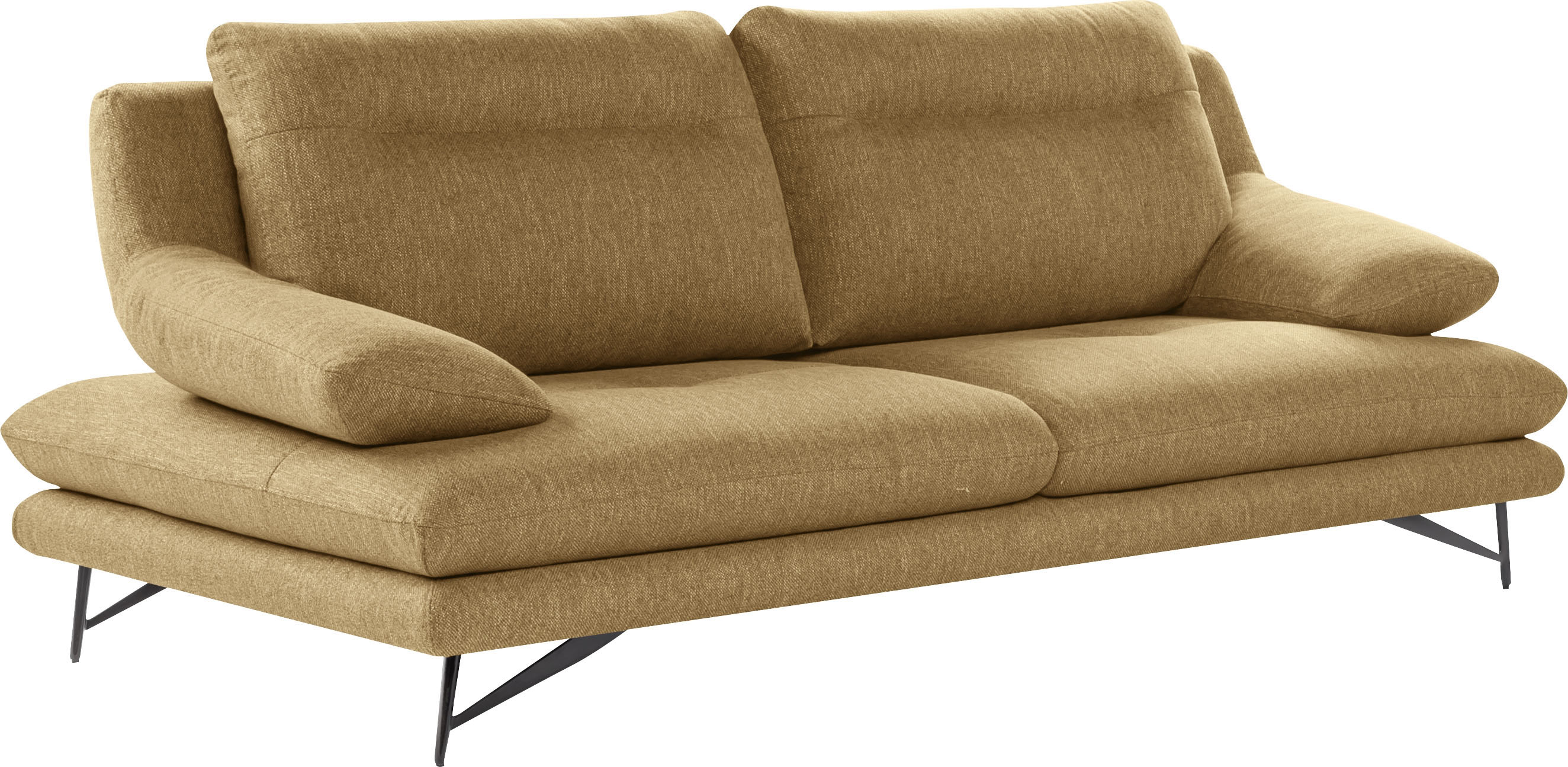 3-Sitzer CALIA ITALIA "Cezanne modern, elegant und bequem, aufwendige Detailverarbeitung", gelb (35 senape), B:215cm H:90cm T:109cm, Sofas, wahlweise mit Sitztiefenverstellung