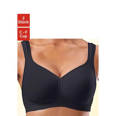 Soft-BH PETITE FLEUR, Damen, Gr. 85, Cup D, schwarz-weiß (weiß, schwarz), Jersey, Obermaterial: 90% Baumwolle, 10% Elast