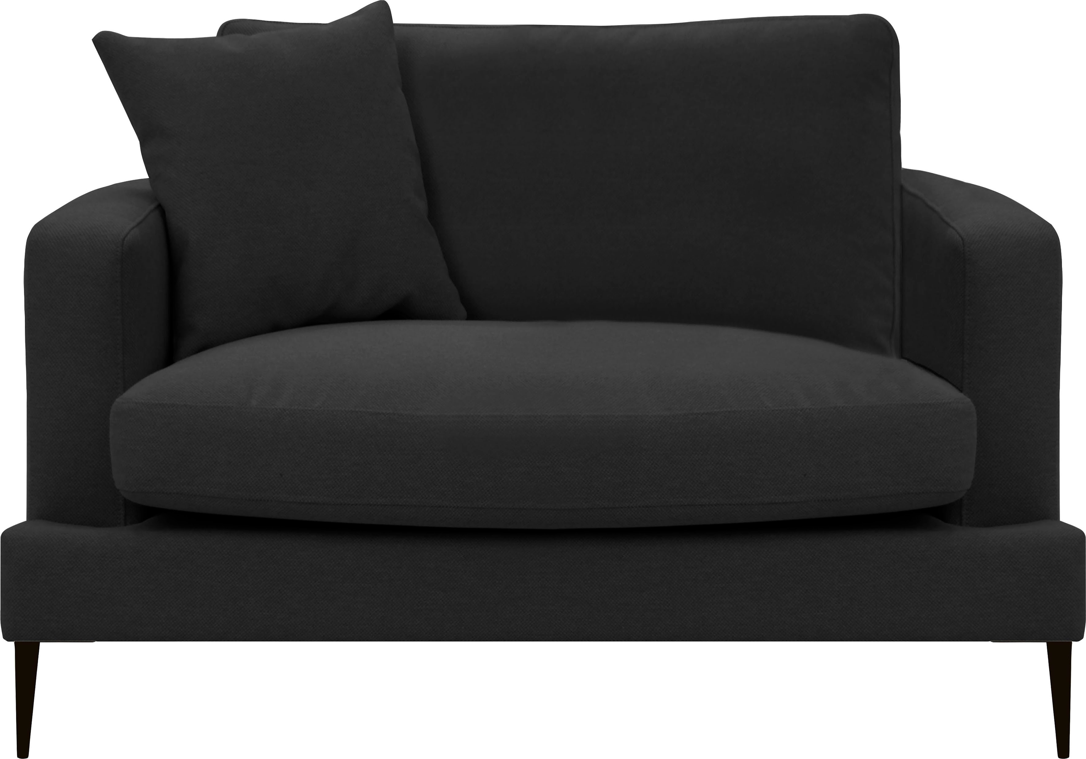 Sessel LEONIQUE "Cozy Loungesessel, Designersessel, Maße B/T/H: 91/97/80 cm", schwarz, B:91cm H:80cm T:97cm, Samtoptik (100% Polyester);Struktur (100% Polyester), Sessel, XXL-Sessel Einzelsessel, mit Metallbeinen und Zierkissen