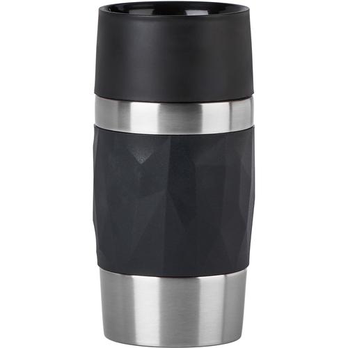 „Thermobecher EMSA „“Travel Mug Compact““ Trinkgefäße Gr. Ø 7,2 cm x 15 cm, 300 ml, schwarz Thermobecher und Coffee to go 0,3L, Edelstahl, 3h warm6h kalt, 360Trinköffnung, spülmaschinenfest“