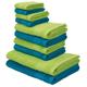 Handtuch Set MY HOME "Afri, Duschtücher, Handtücher, Gästetücher, Seiftücher" Handtücher (Packung) Gr. (10 St.), grün (grün, blau) Handtuch-Sets