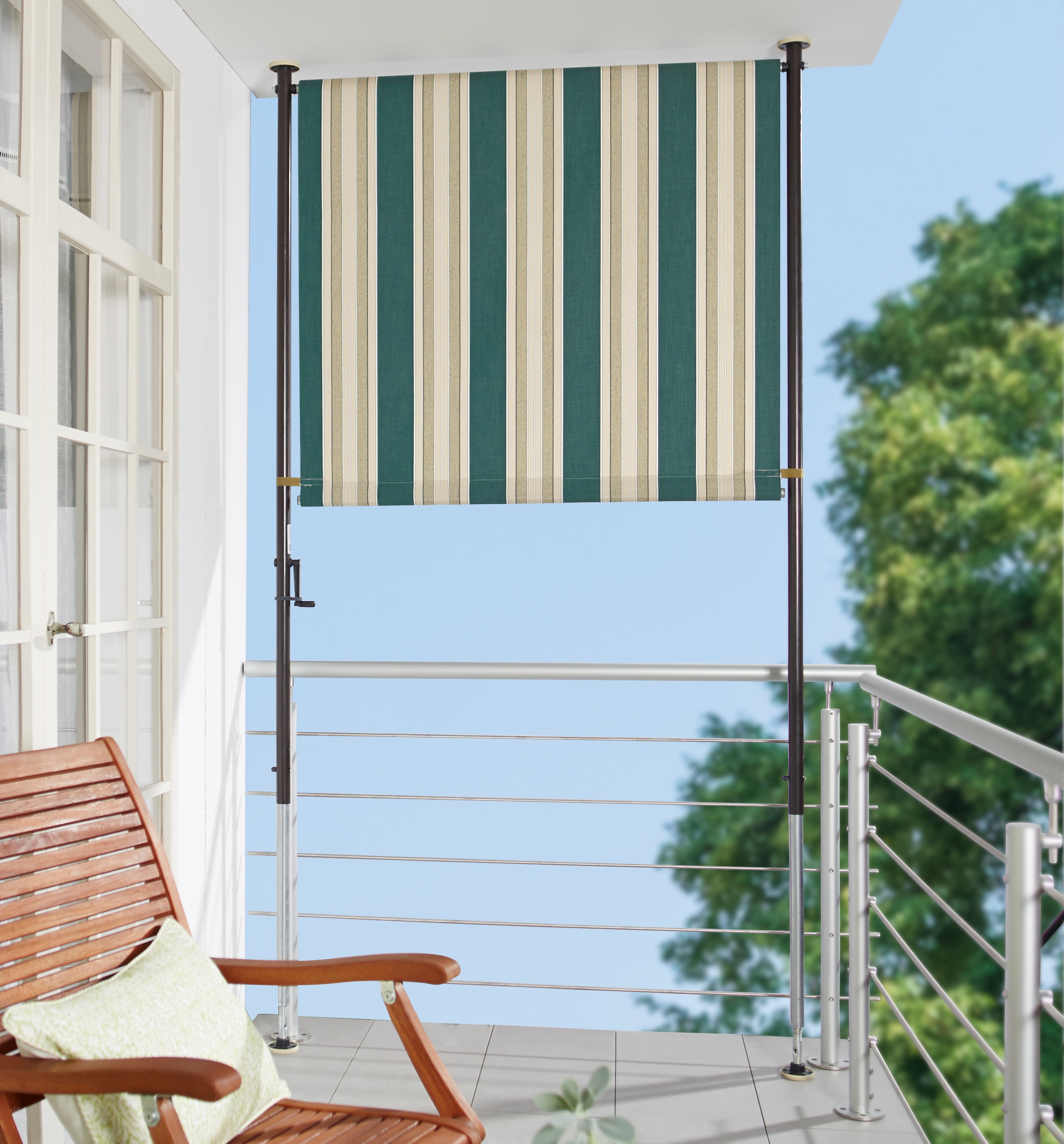 Klemm-Senkrechtmarkise "Nr. 8700", grün (grün, beige), B:150cm H:275cm, Polyacryl, ANGERER FREIZEITMÖBEL, Markisen, grün/beige, BxH: 150x275 cm