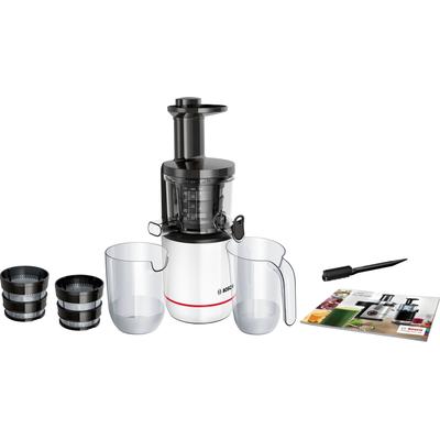 BOSCH Slow Juicer "MESM500W" Entsafter für hartes Obst und Gemüse, sehr leise, leichte Reinigung schwarz-weiß (weiß/schwarz)