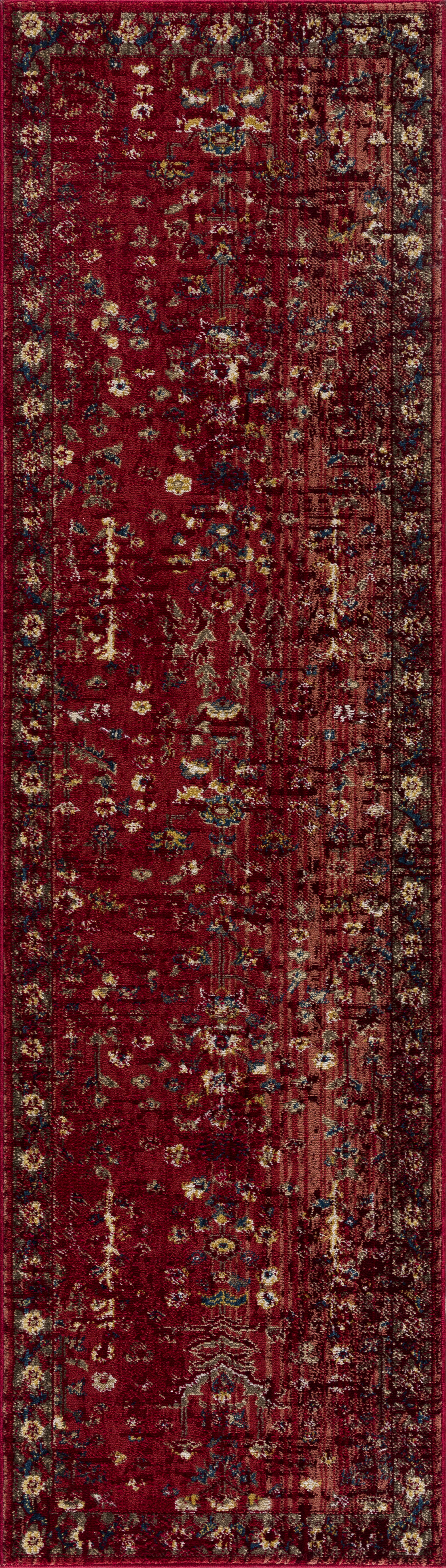 Läufer MY HOME "Clovis" Gr. 11, rot, B:67cm H:11mm L:230cm, Kunstfaser, Teppiche, Teppich im Orient-Design, mit Bordüre, Vintage Image